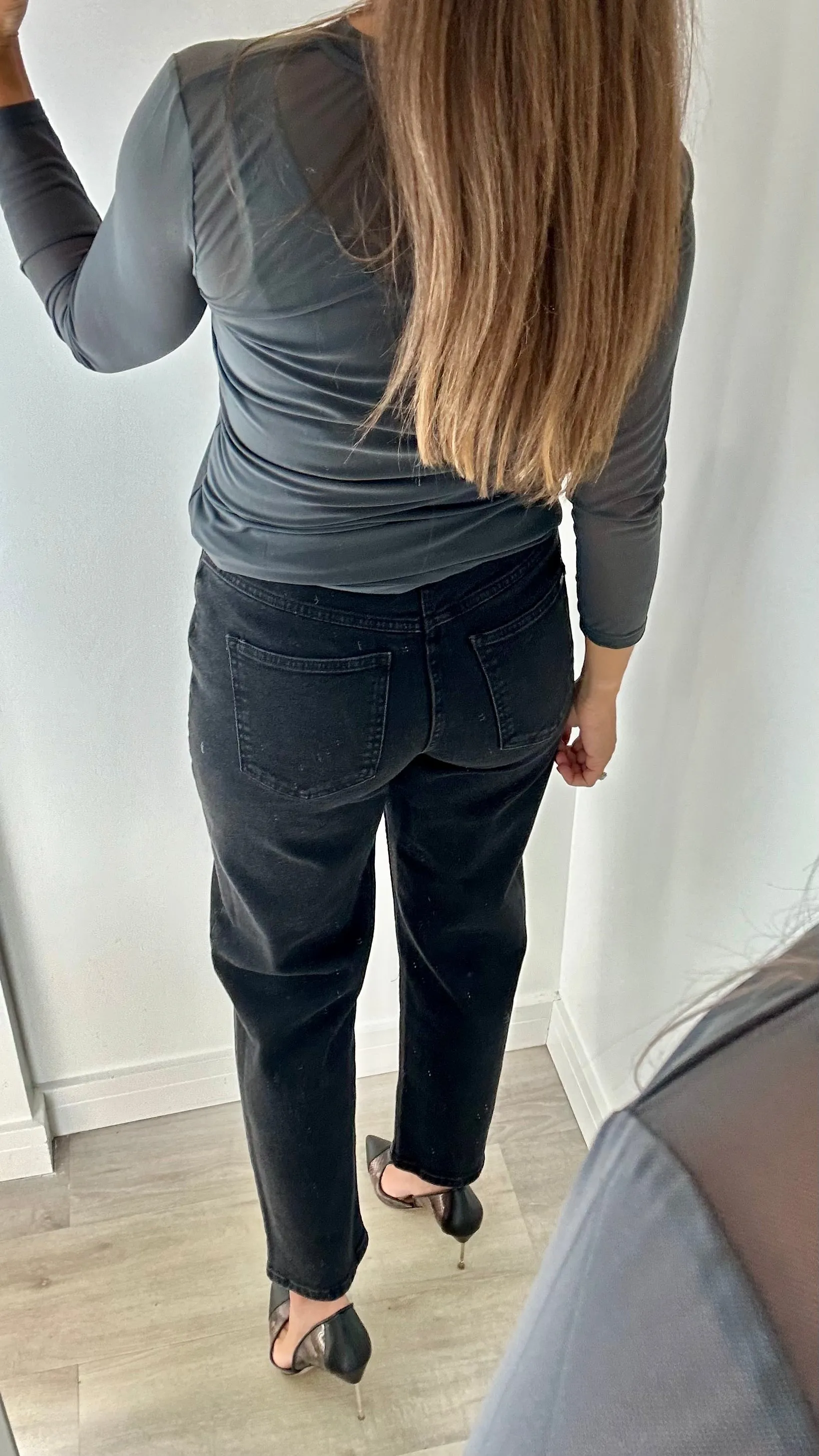 CHARCOAL SHEER TOP