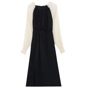 Chic French Style Dress with Slim Fit and Split Hem
