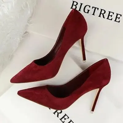 Classic Women Pumps Elegant Party Shoes Solid Suede Fined High Heels 9m Office Shoes Ladies Pumps