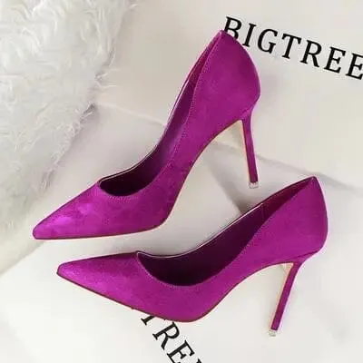 Classic Women Pumps Elegant Party Shoes Solid Suede Fined High Heels 9m Office Shoes Ladies Pumps