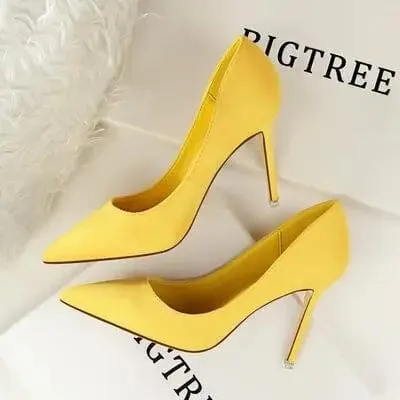 Classic Women Pumps Elegant Party Shoes Solid Suede Fined High Heels 9m Office Shoes Ladies Pumps