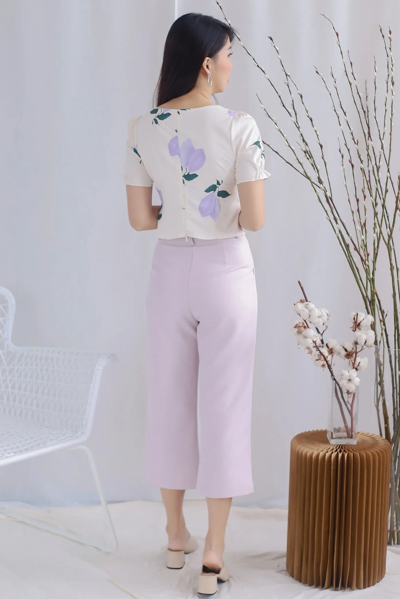 Clemencia Lemon Ruched Bustier Top In Purple
