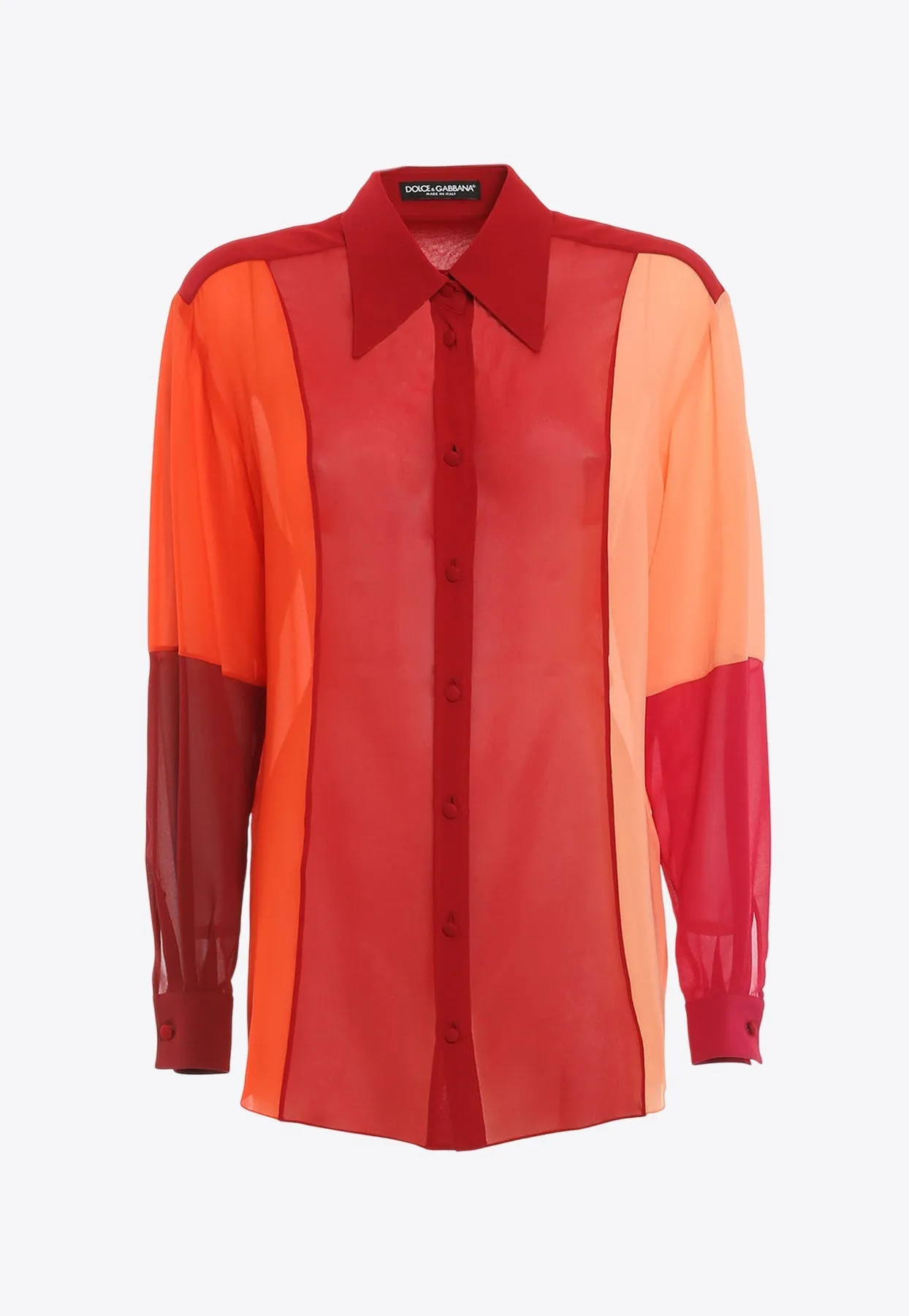 Colorblocked Sheer Silk Shirt