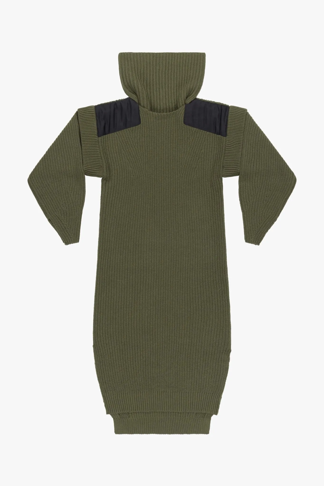 Convertible Rib Crew Dress - Olive Green