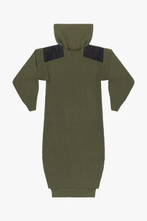 Convertible Rib Crew Dress - Olive Green