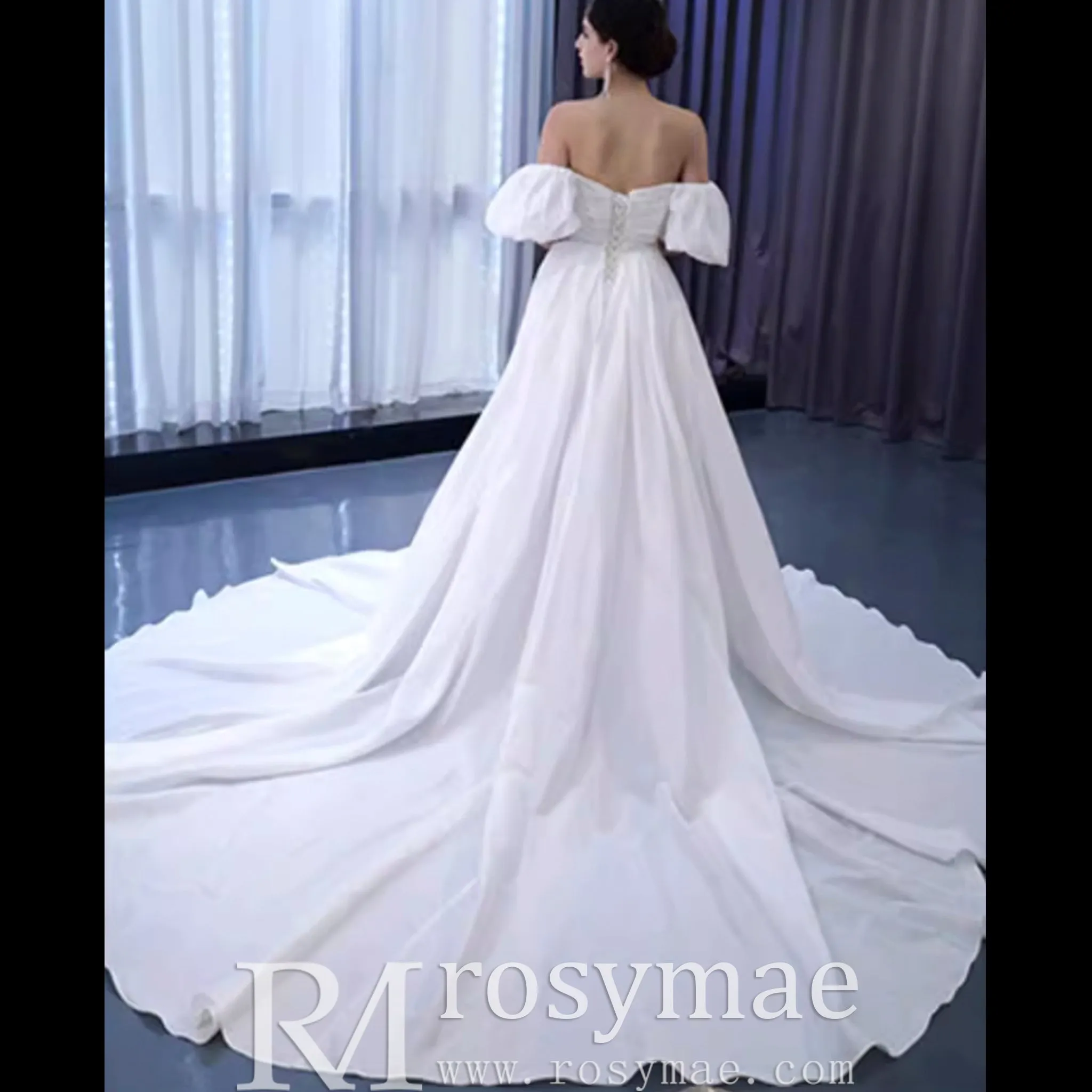 Convertible Short Above Knee Wedding Dress with Detachable Train