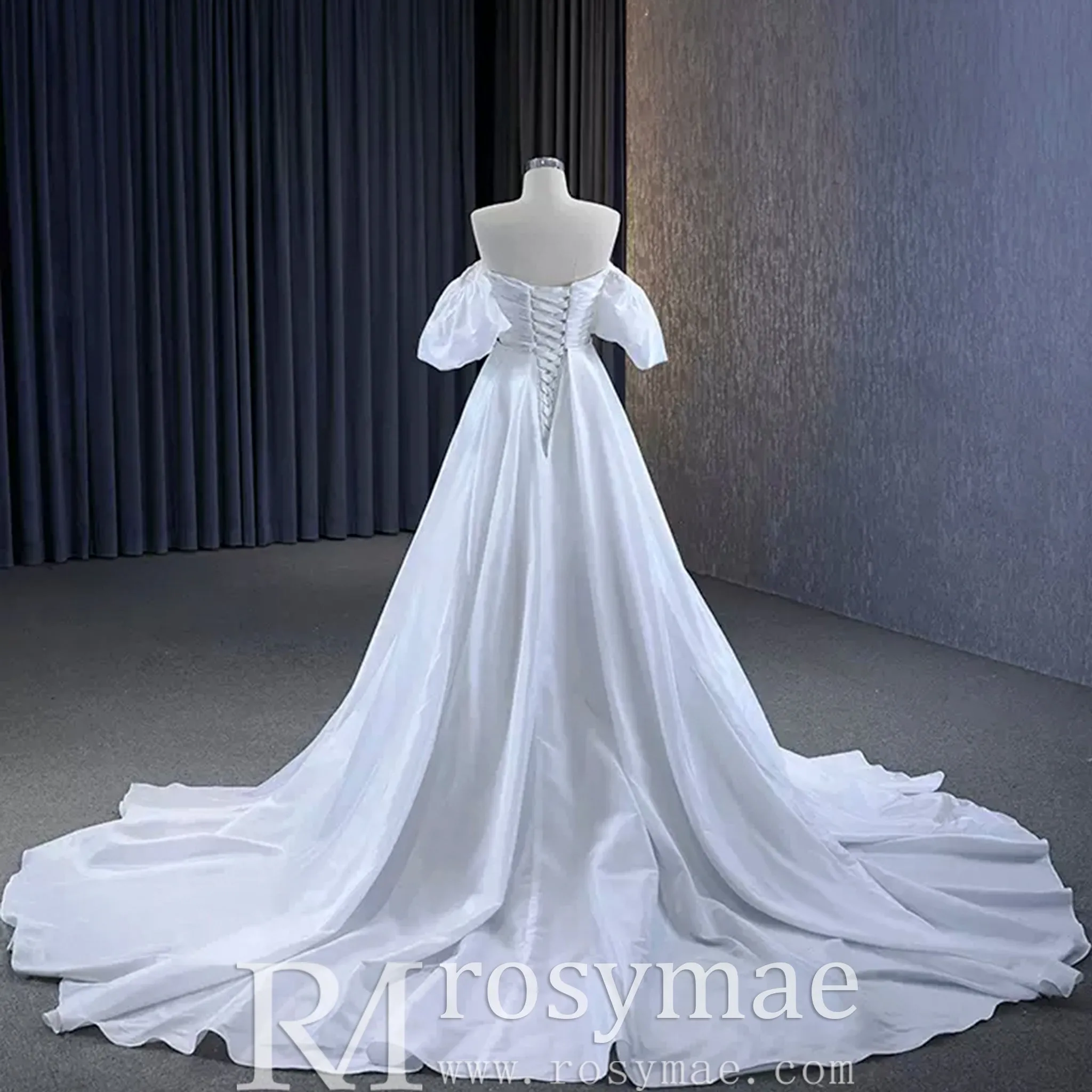 Convertible Short Above Knee Wedding Dress with Detachable Train