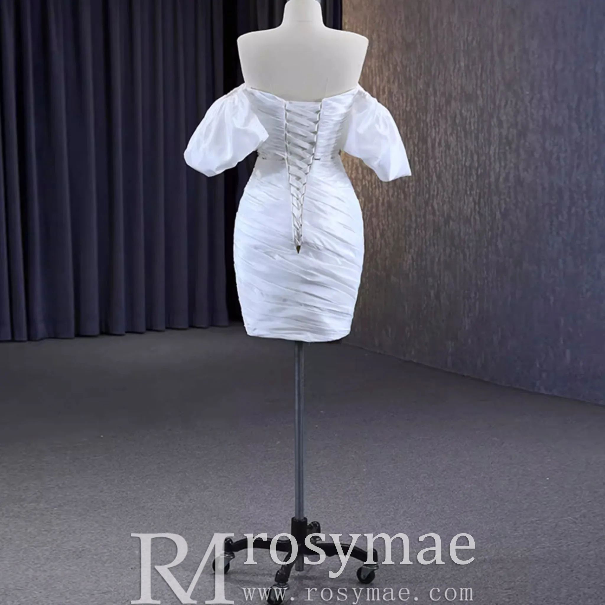 Convertible Short Above Knee Wedding Dress with Detachable Train