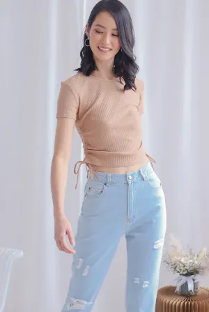 Corvina Two Ways Ribbed Top In Mocha