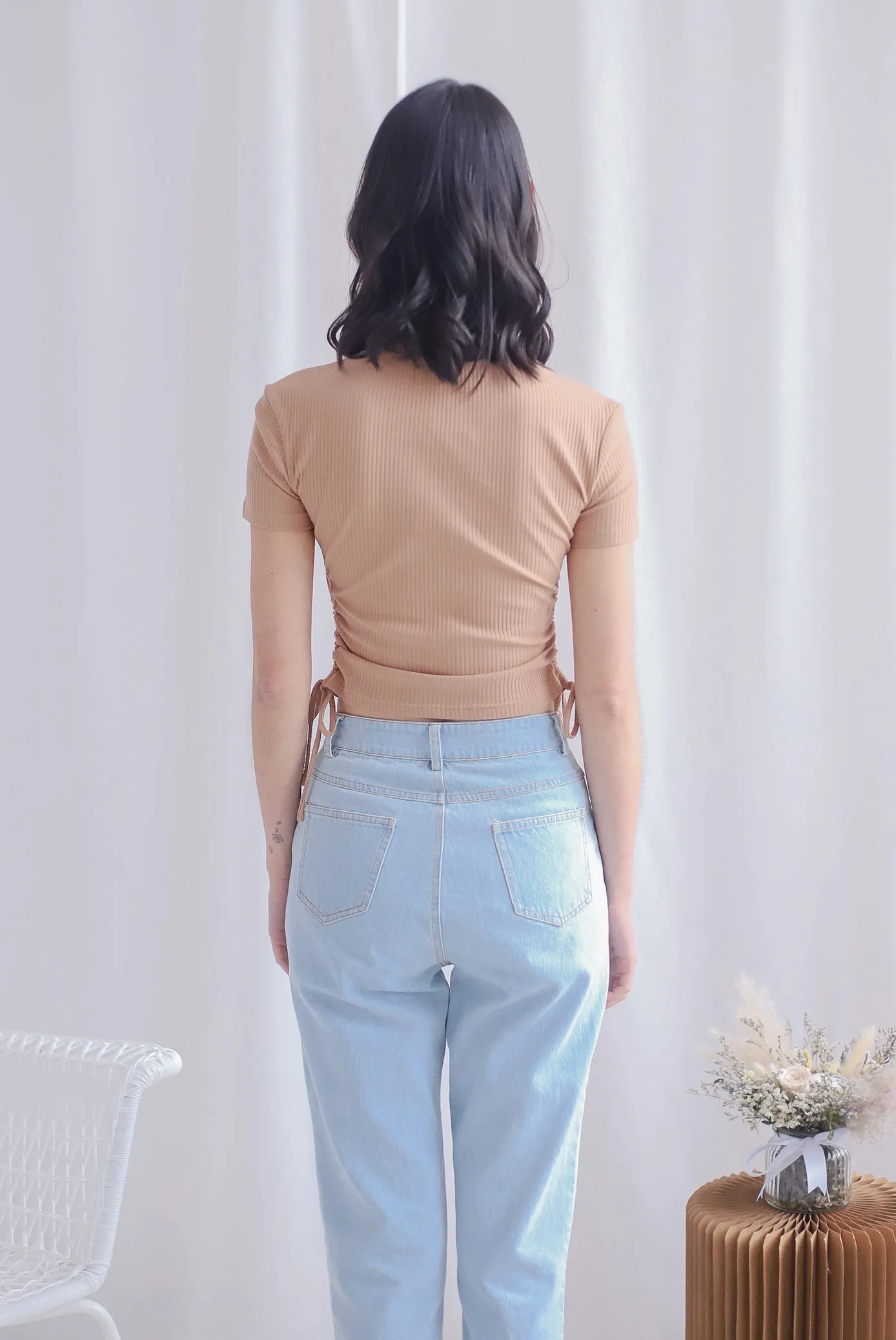 Corvina Two Ways Ribbed Top In Mocha