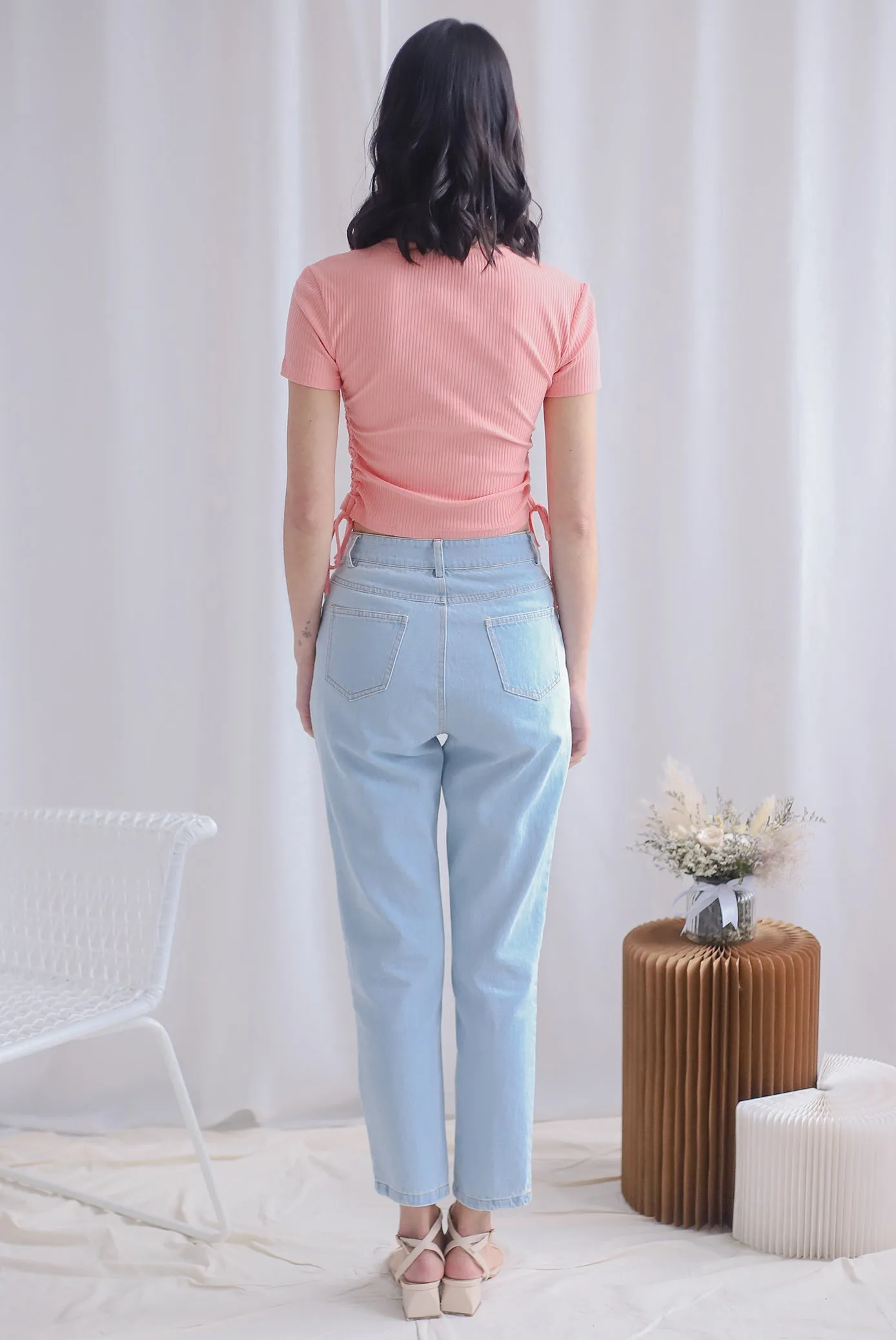 Corvina Two Ways Ribbed Top In Pink