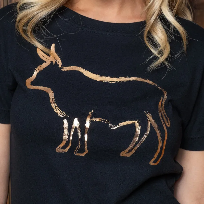Crackle Foil Nguni Crew Tee - Mamba