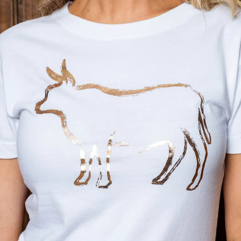 Crackle Foil Nguni Crew Tee Pelican