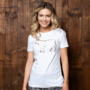 Crackle Foil Nguni Crew Tee Pelican