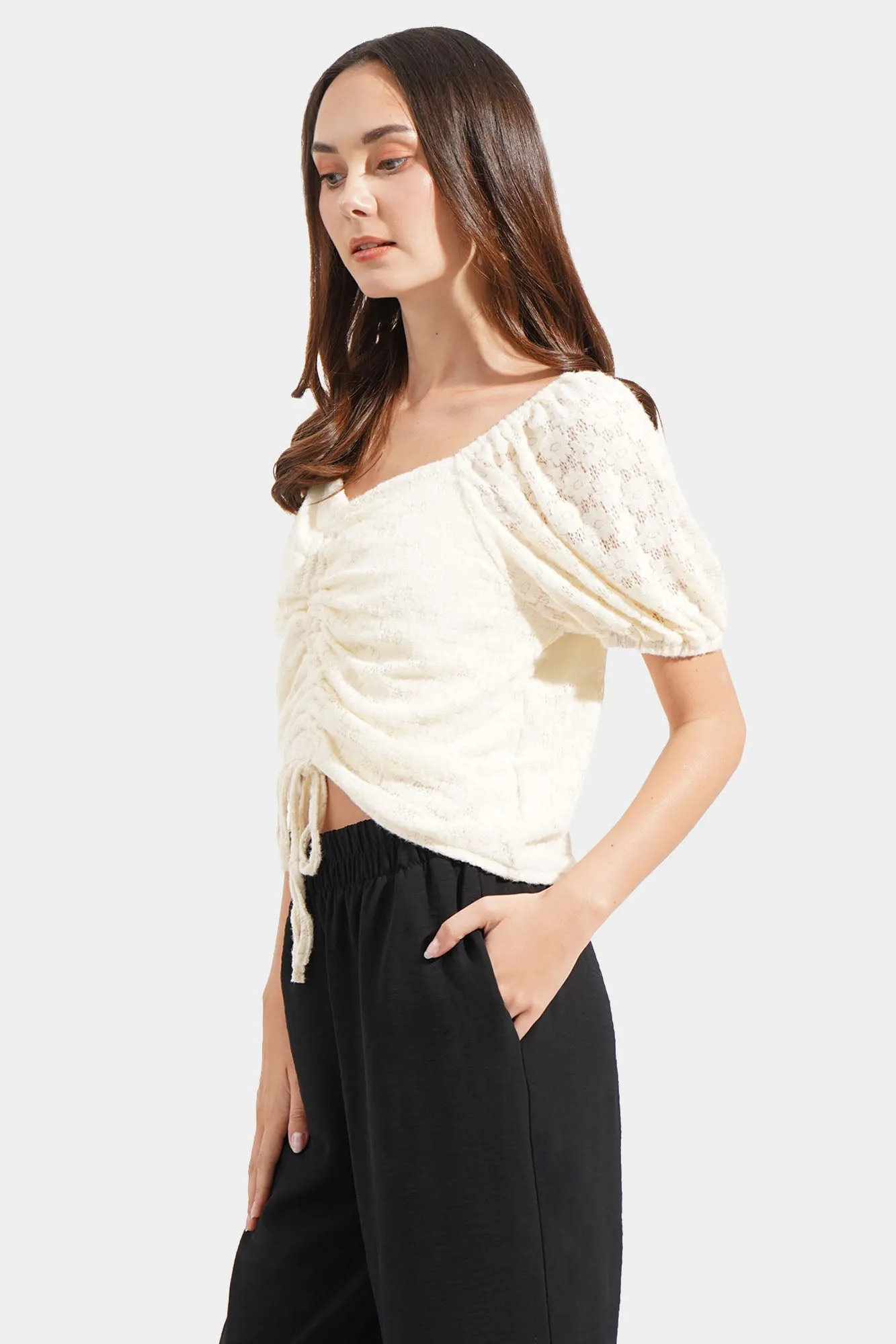 Crochet Ruching Top