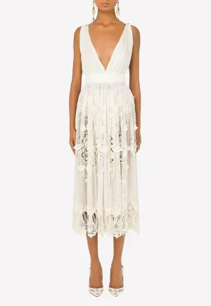 Crystal Embroidery Chiffon Midi Dress
