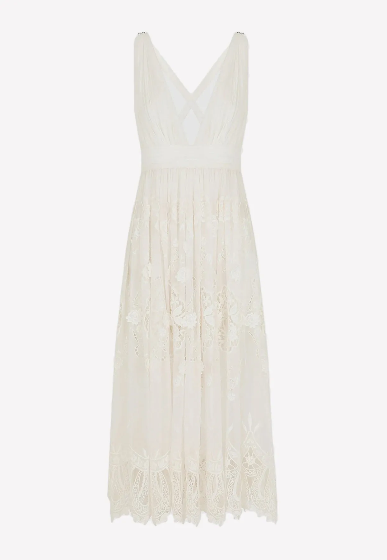 Crystal Embroidery Chiffon Midi Dress