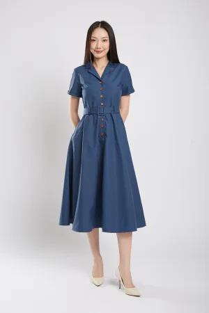 Dahlia Midaxi Dress in Navy Blue