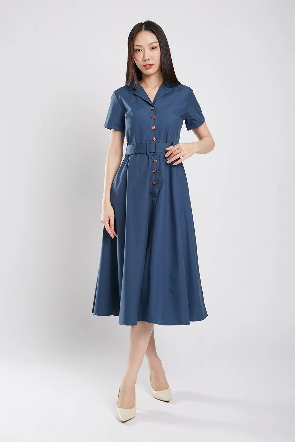 Dahlia Midaxi Dress in Navy Blue