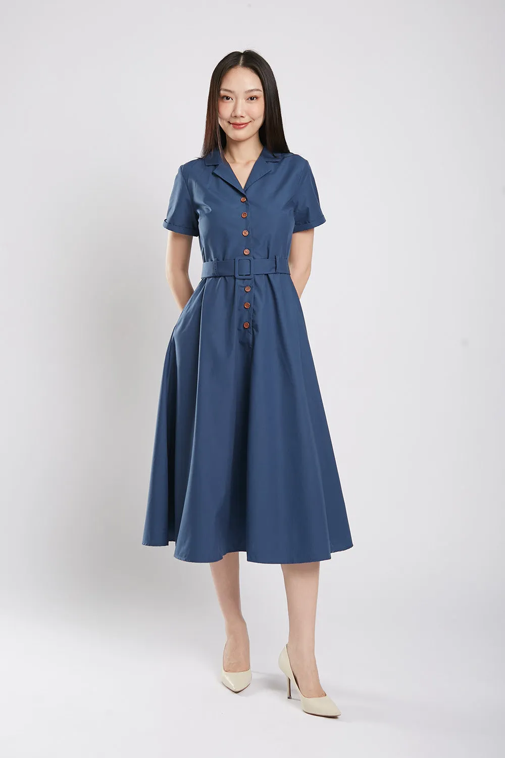 Dahlia Midaxi Dress in Navy Blue