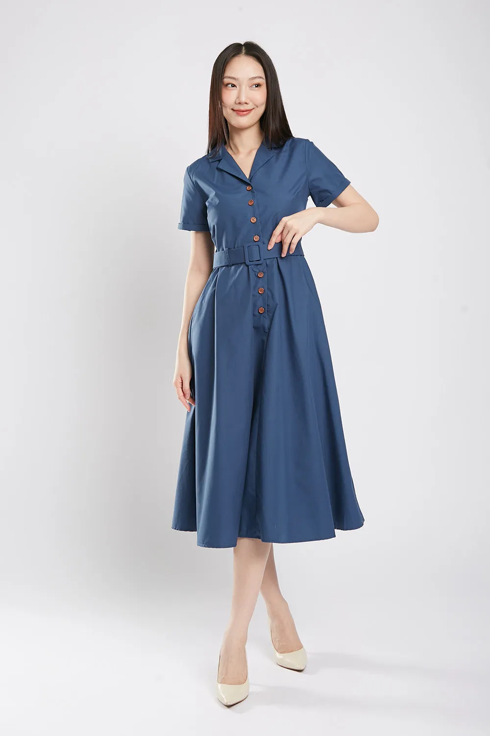 Dahlia Midaxi Dress in Navy Blue
