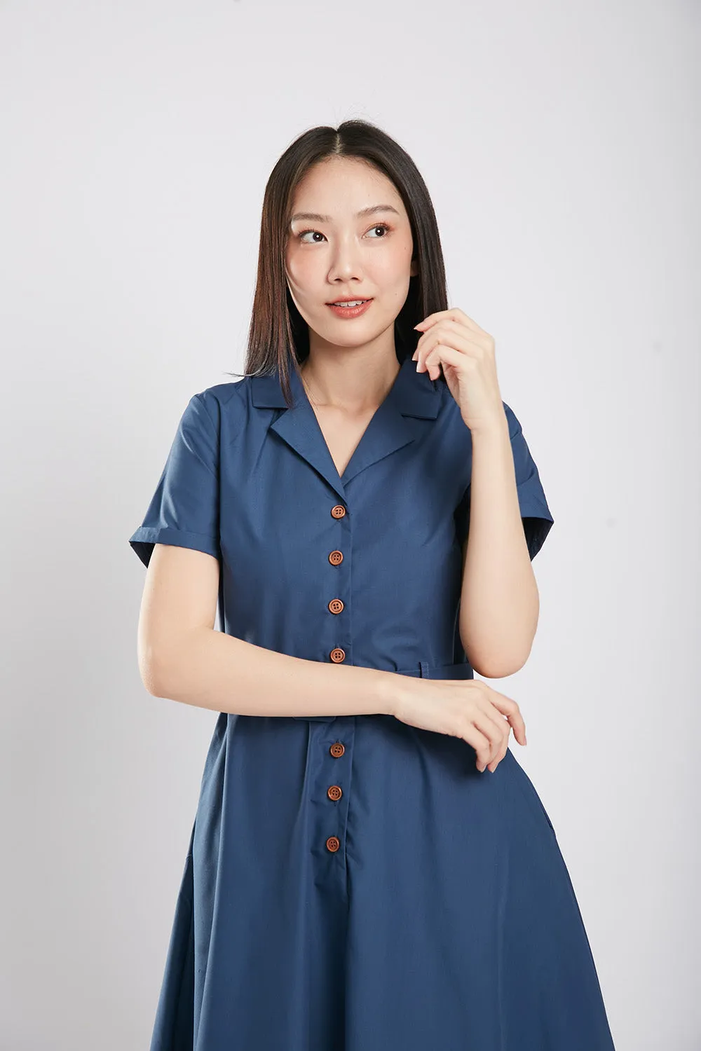Dahlia Midaxi Dress in Navy Blue