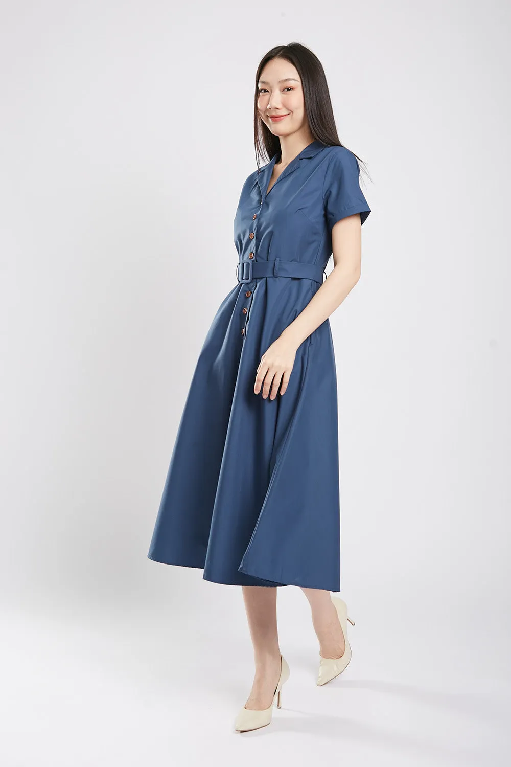 Dahlia Midaxi Dress in Navy Blue