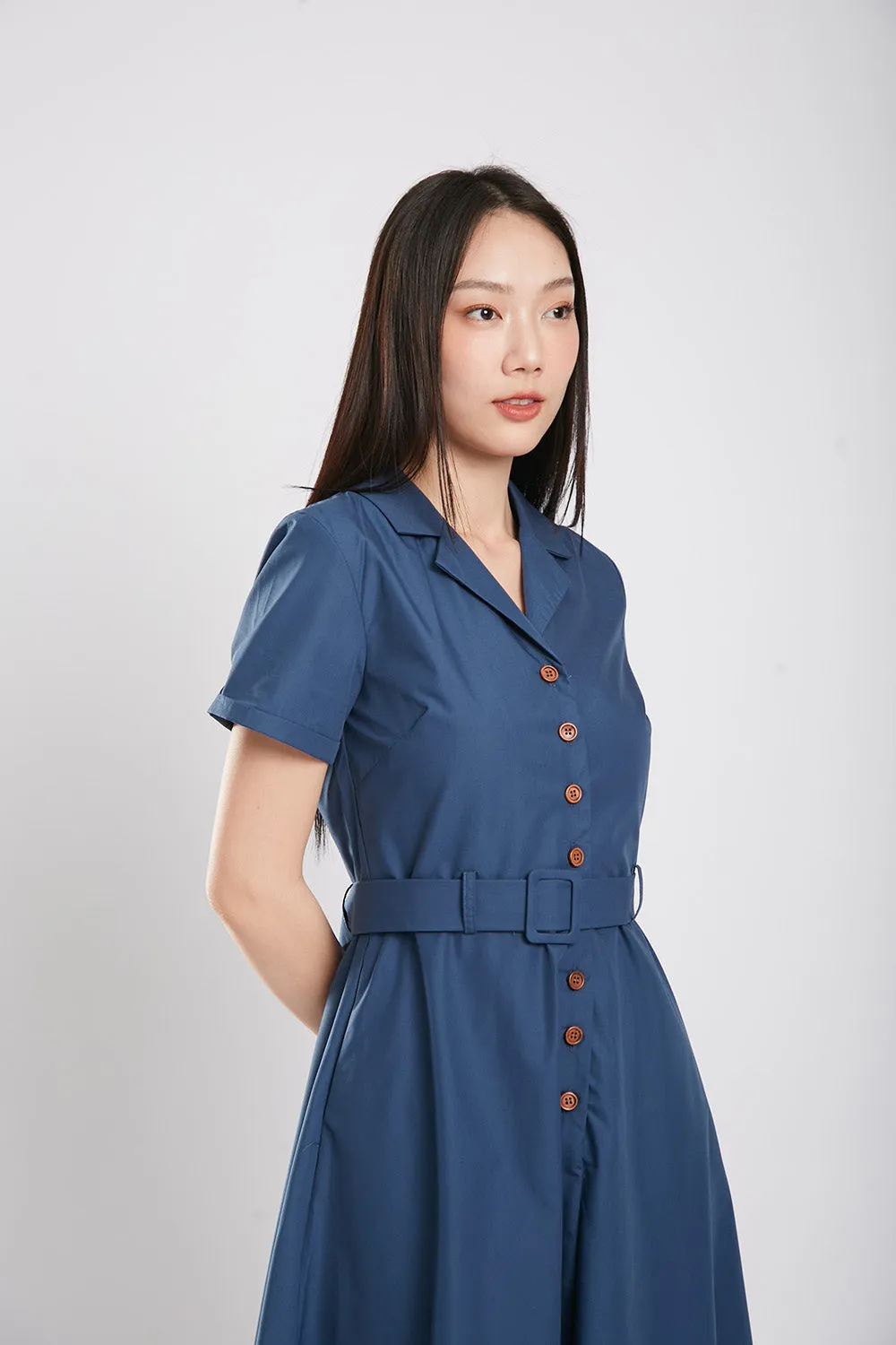 Dahlia Midaxi Dress in Navy Blue