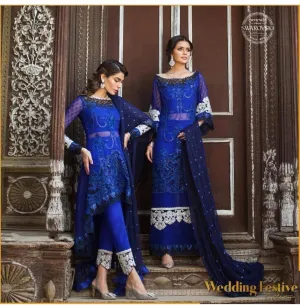 Dark Navy Blue Dress by Zainab Chotani Model#C 1904