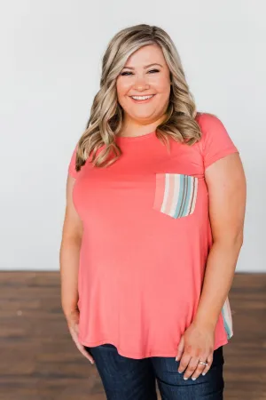 Days Like This Striped Back Top- Coral