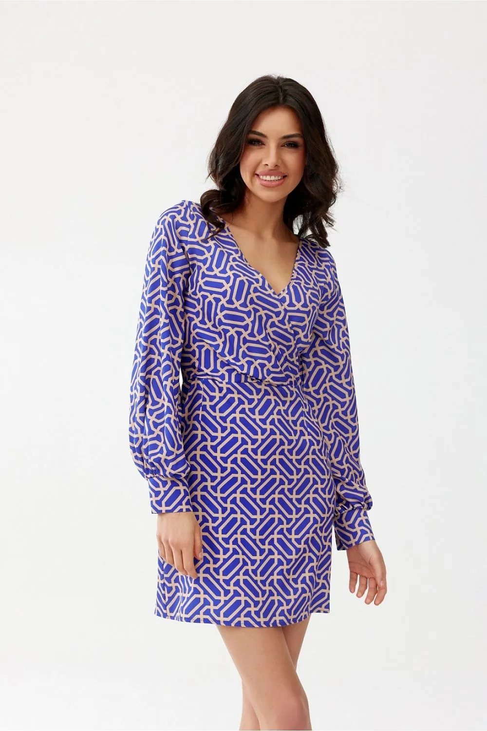 Deep V-Neck Mini Dress with Flared Hem