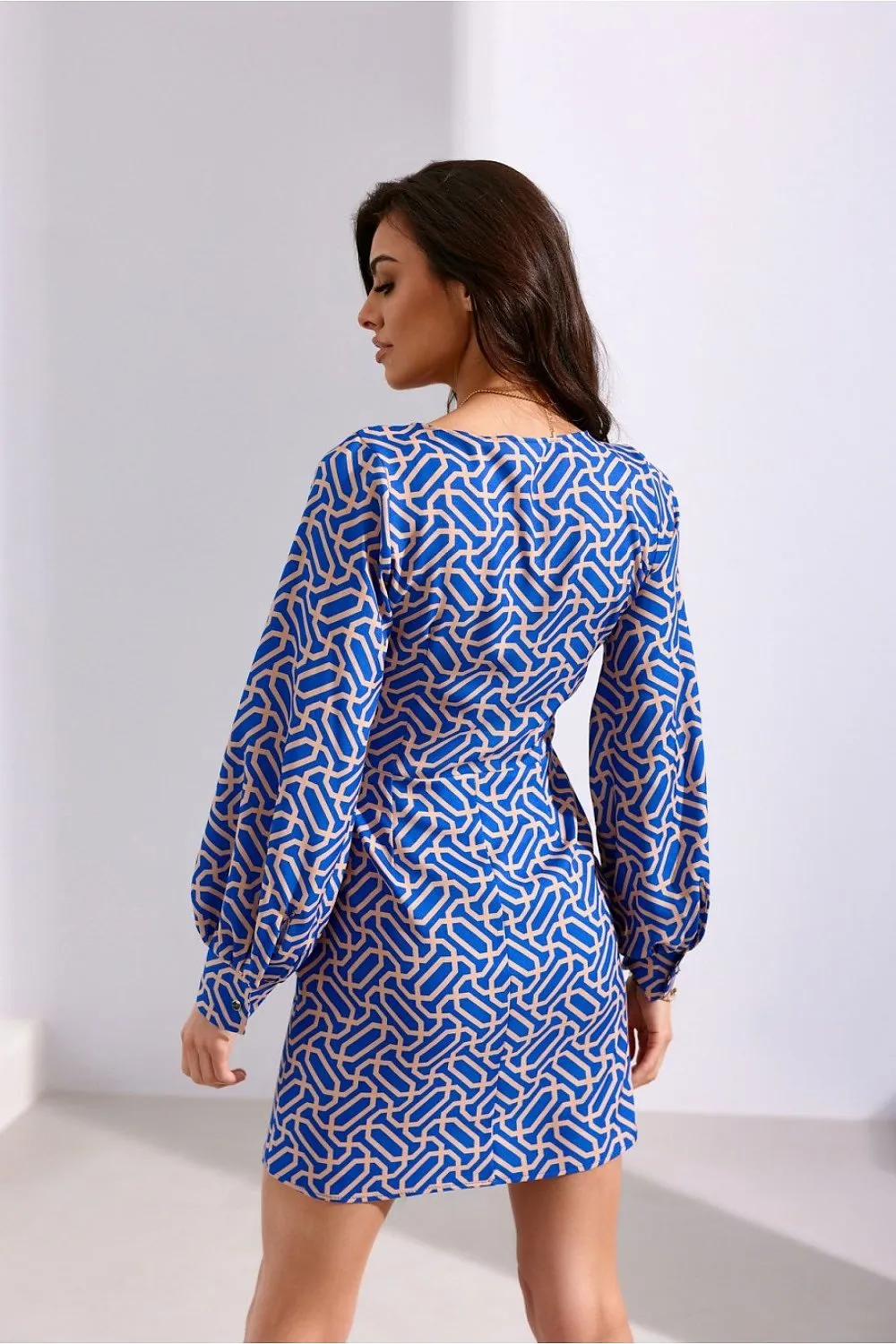 Deep V-Neck Mini Dress with Flared Hem