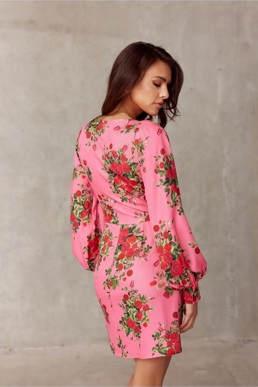Deep V-Neck Mini Dress with Flared Hem