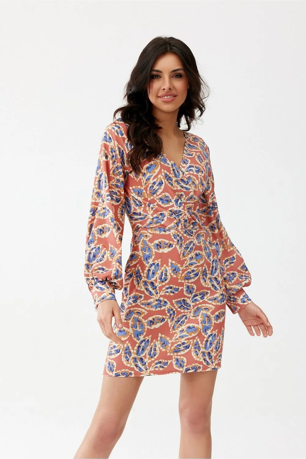 Deep V-Neck Mini Dress with Flared Hem