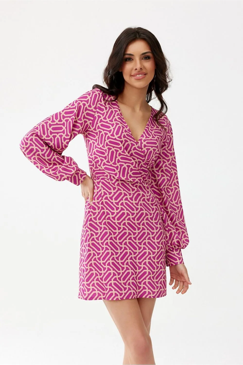 Deep V-Neck Mini Dress with Flared Hem