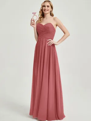 Desert Rose Pleated Convertible Maxi Chiffon Bridesmaid Dress