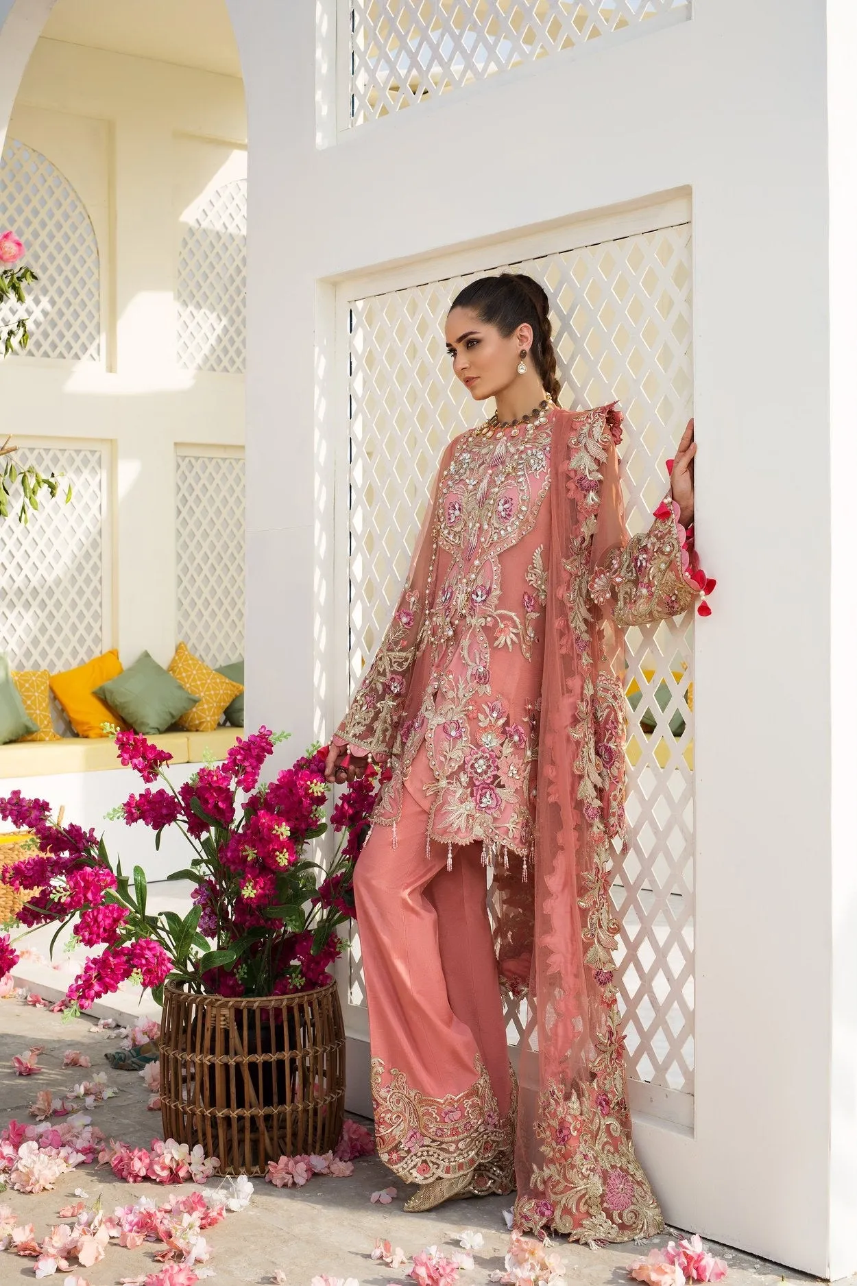 Designer Wedding Dress In Pink Color by Hsy Model# B 1901