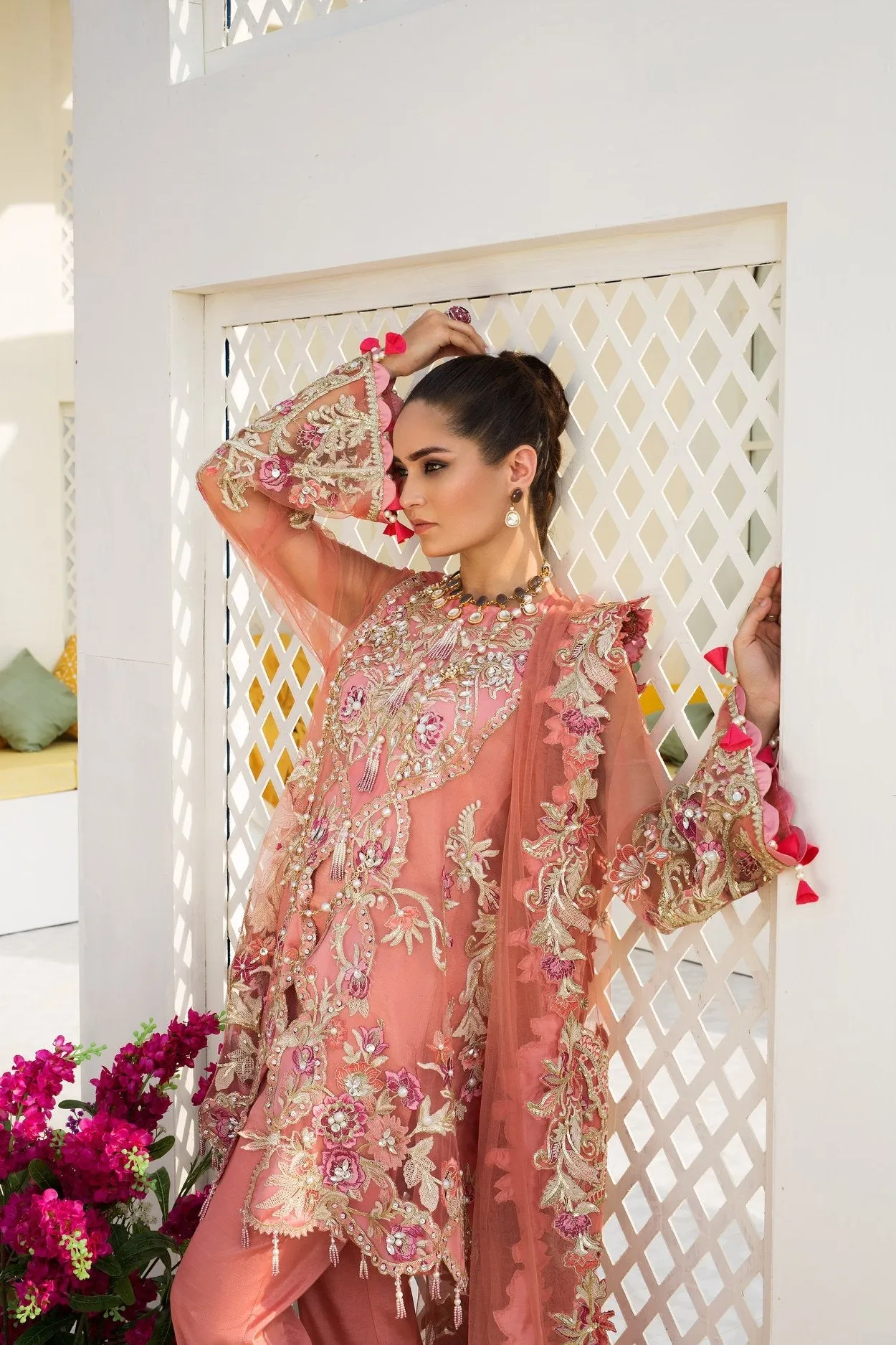 Designer Wedding Dress In Pink Color by Hsy Model# B 1901