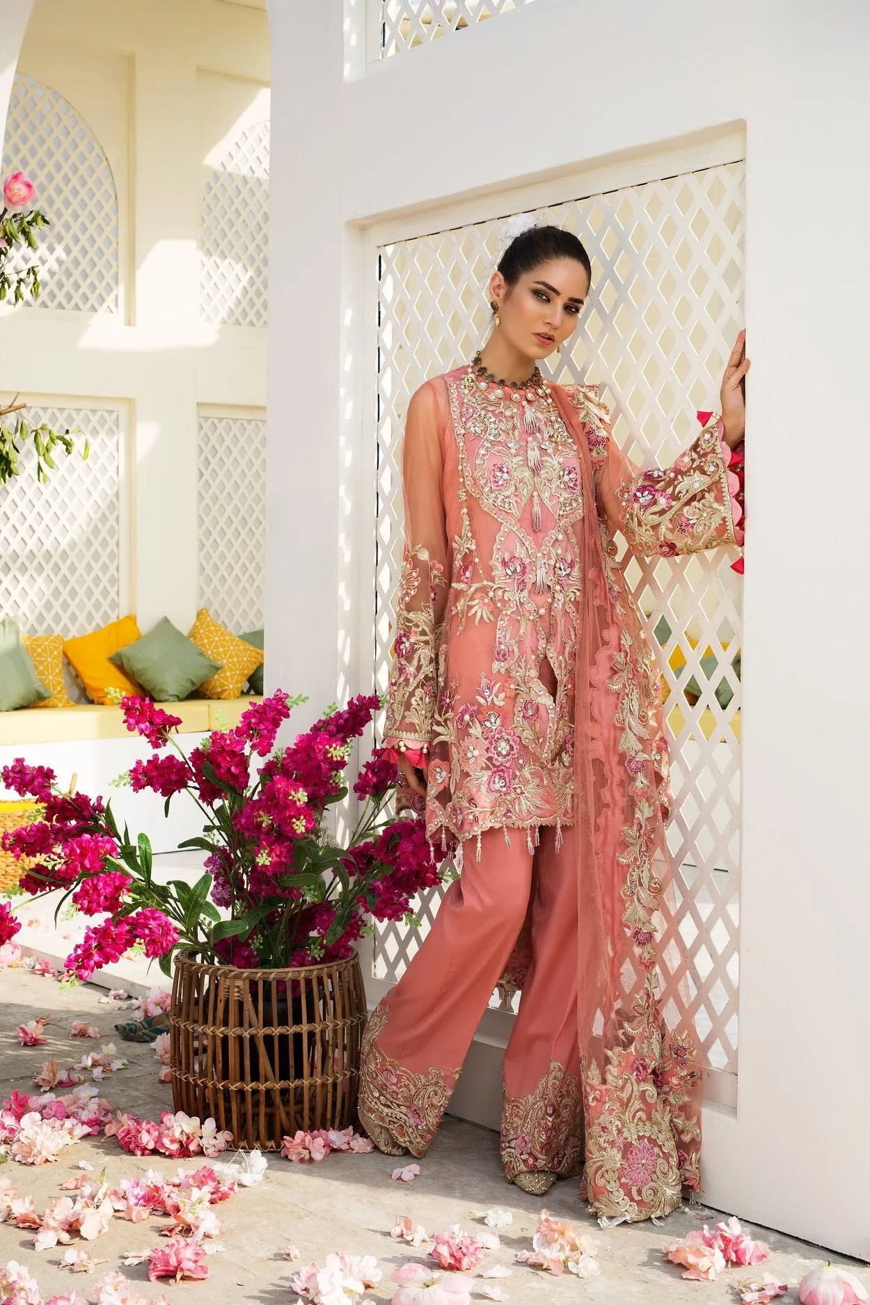 Designer Wedding Dress In Pink Color by Hsy Model# B 1901