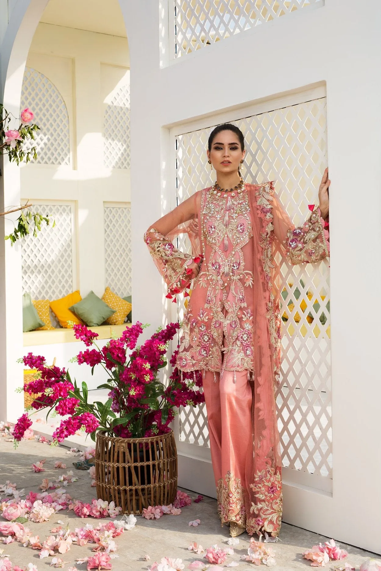 Designer Wedding Dress In Pink Color by Hsy Model# B 1901
