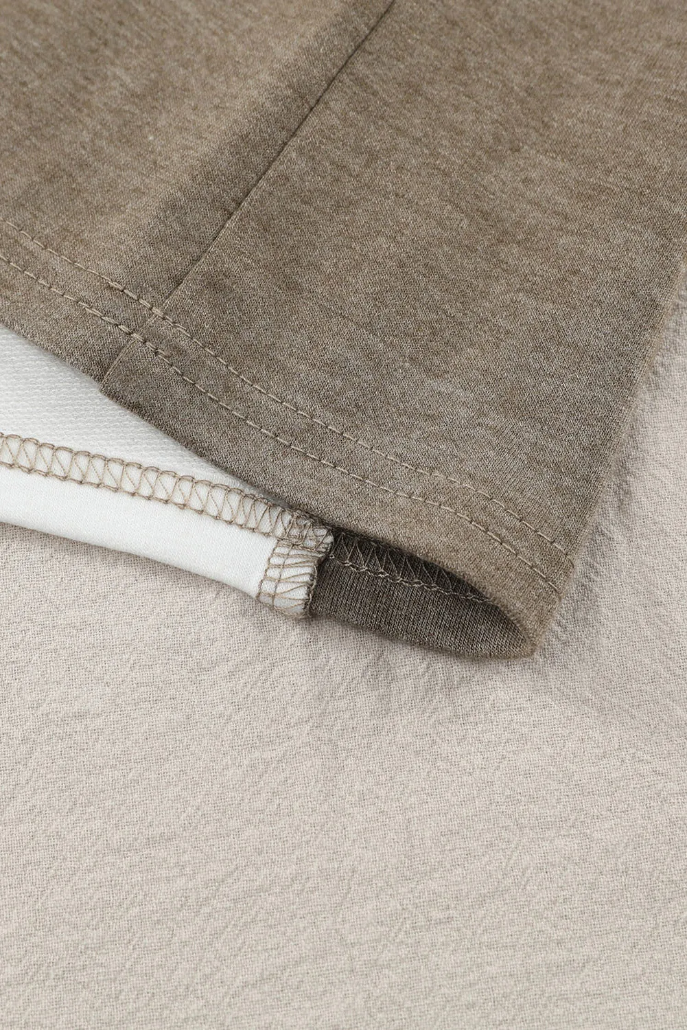 Drew Exposed Seam Contrast Round Neck Long Sleeve Top