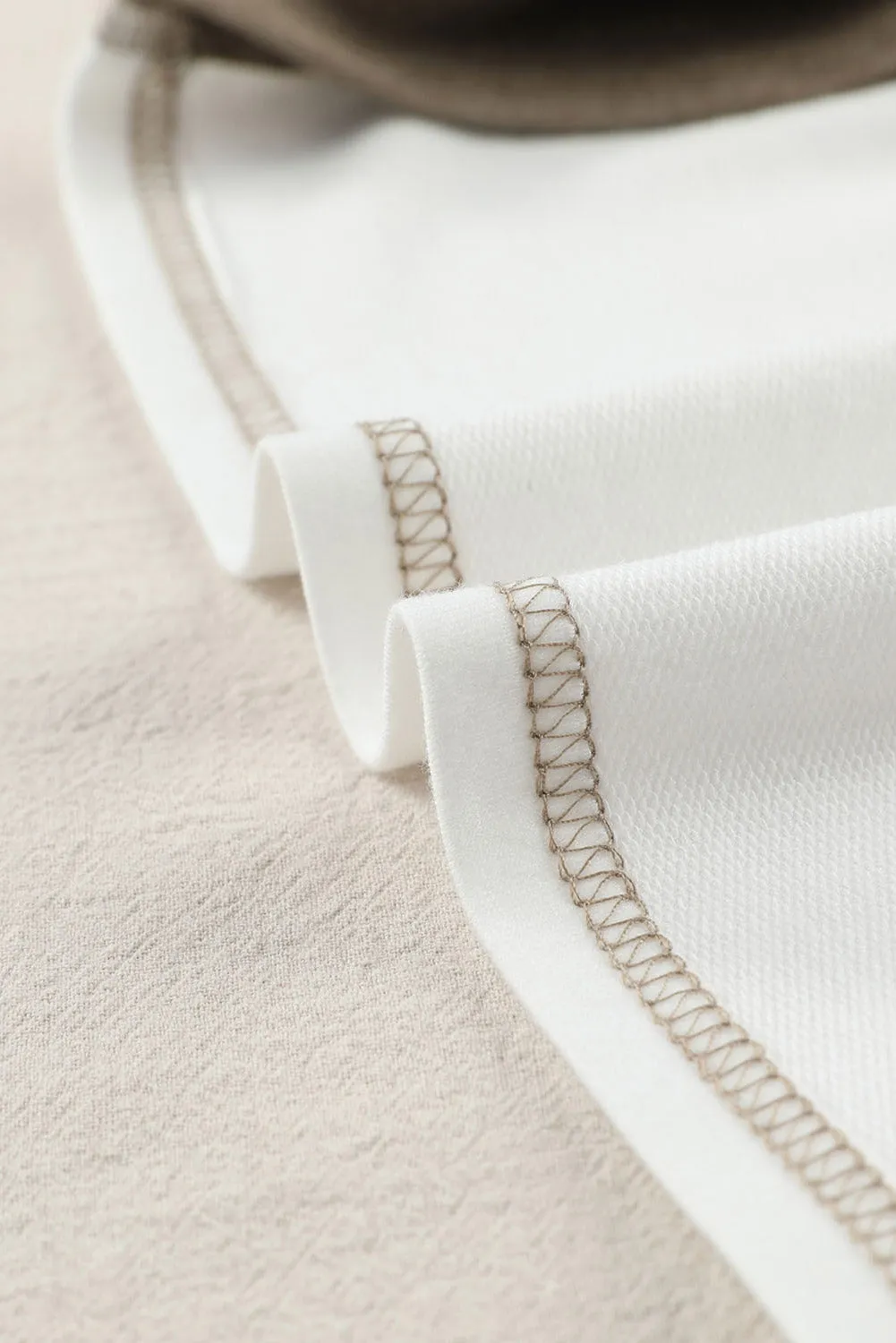 Drew Exposed Seam Contrast Round Neck Long Sleeve Top