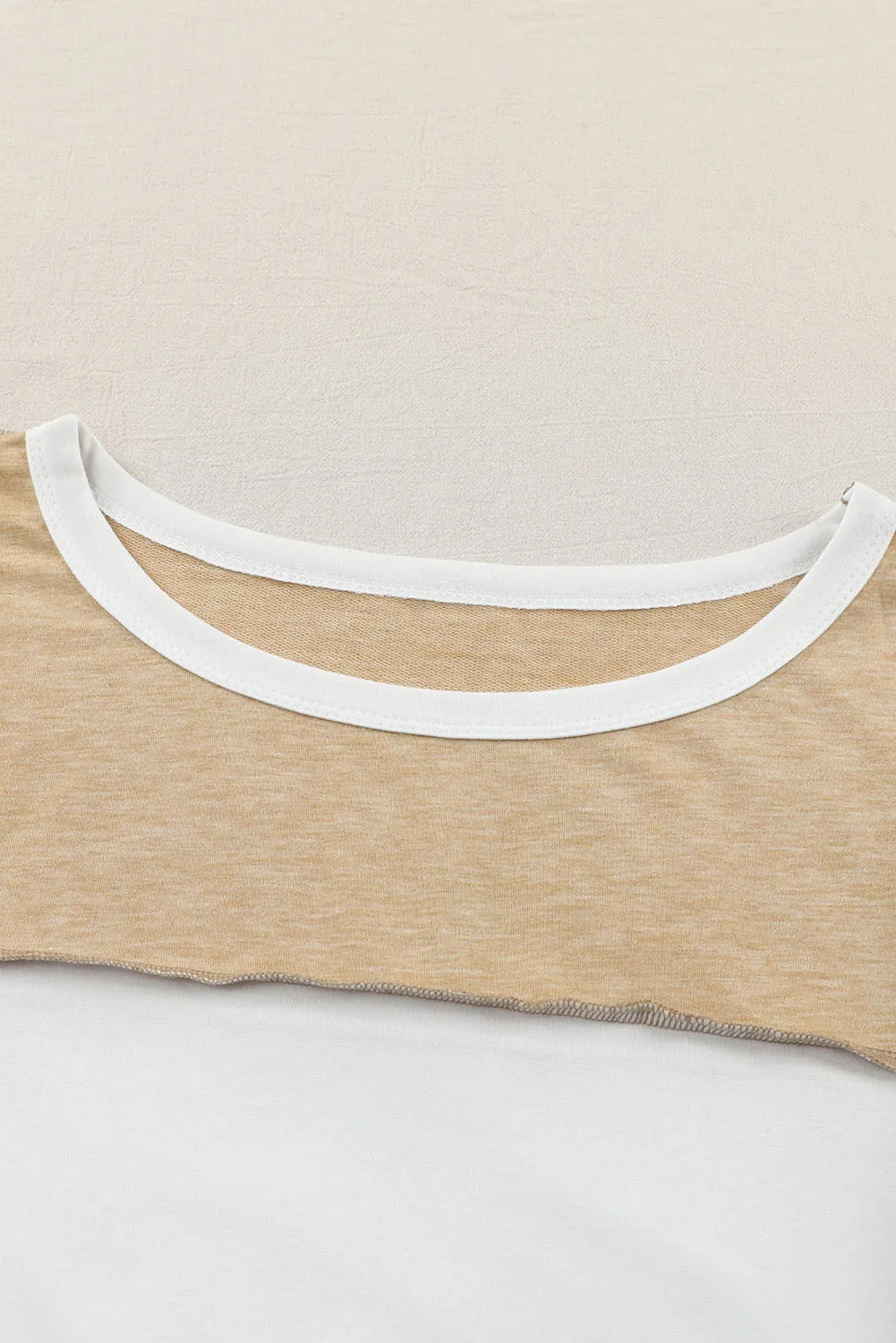 Drew Exposed Seam Contrast Round Neck Long Sleeve Top
