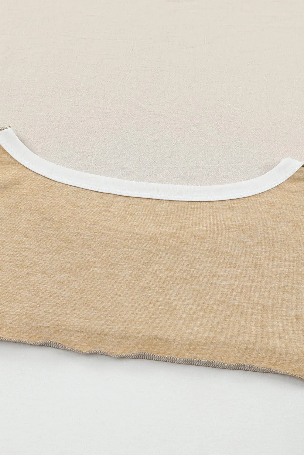 Drew Exposed Seam Contrast Round Neck Long Sleeve Top