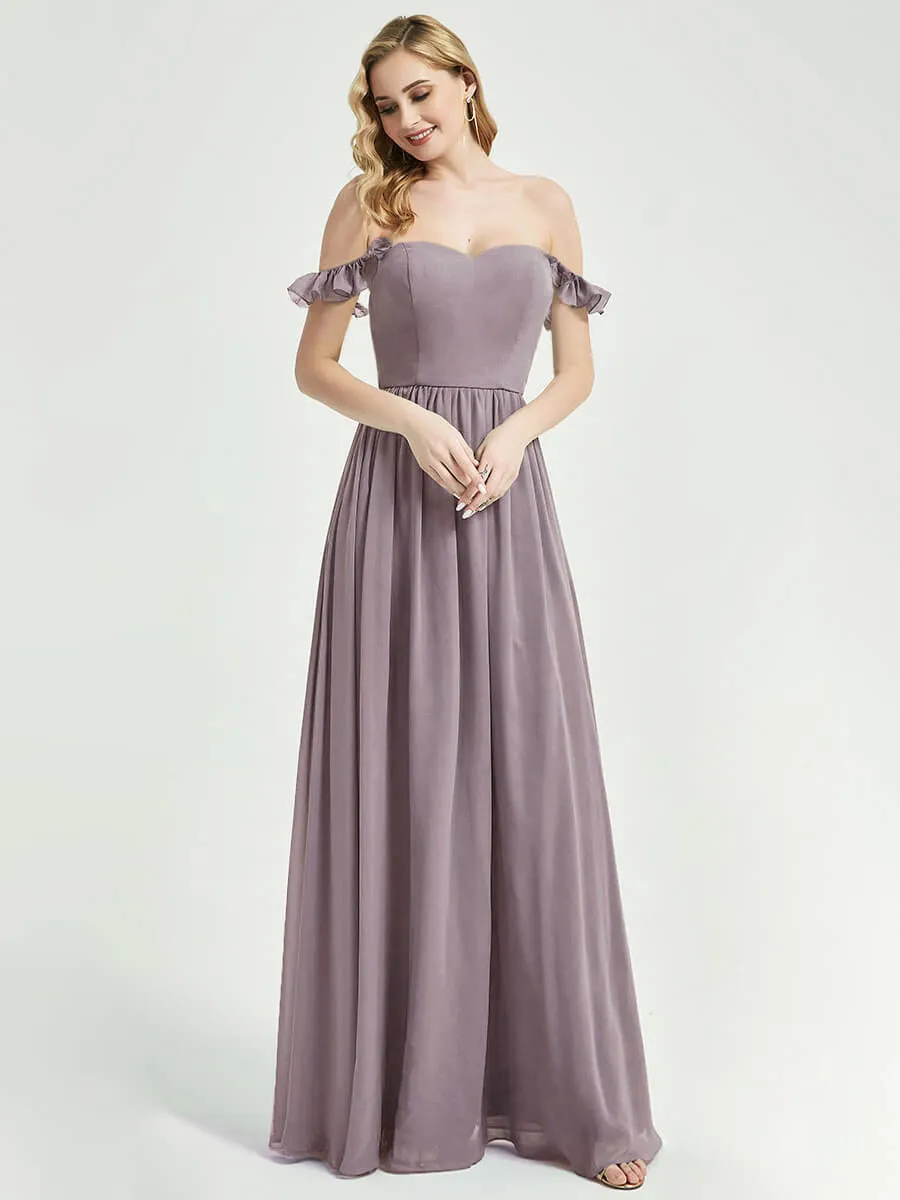 Dusk 3 In 1 Detachable Straps Convertible Chiffon Bridesmaid Dress