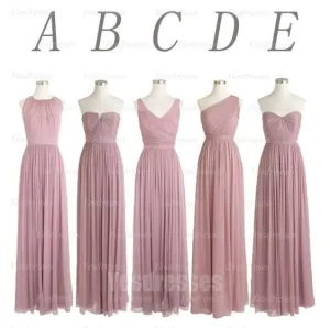 dusty pink bridesmaid dresses long mismatched chiffon cheap elegant custom wedding party dress