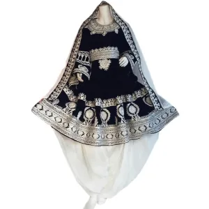 Elegant Afghan Dress in Black & White