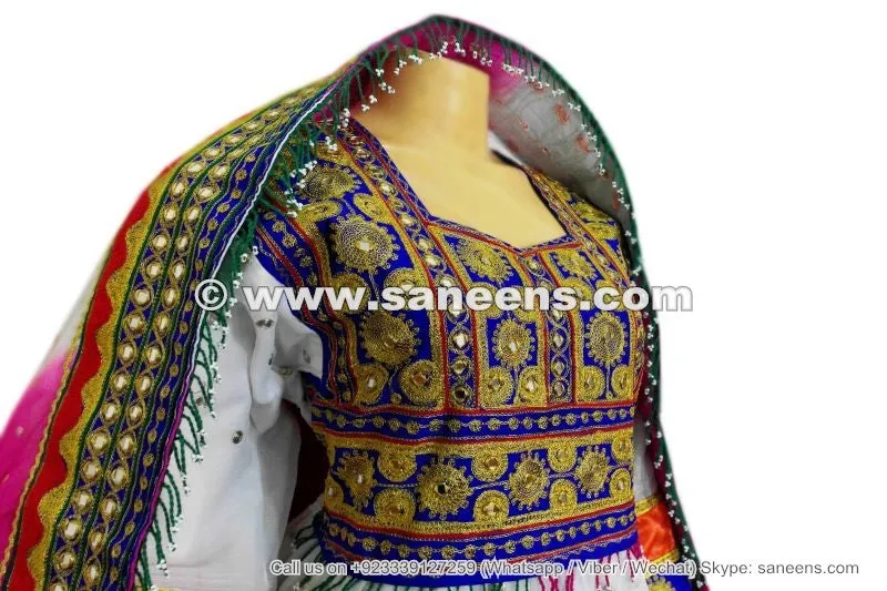 Elegant Afghan Pashtun Bridal White Wedding Dress