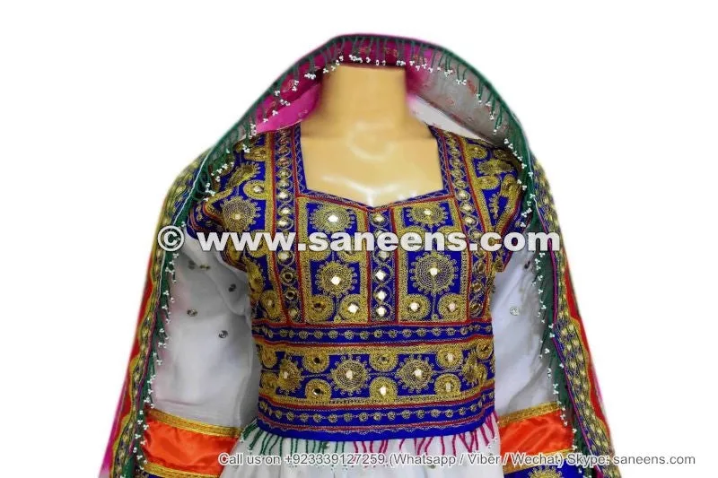 Elegant Afghan Pashtun Bridal White Wedding Dress