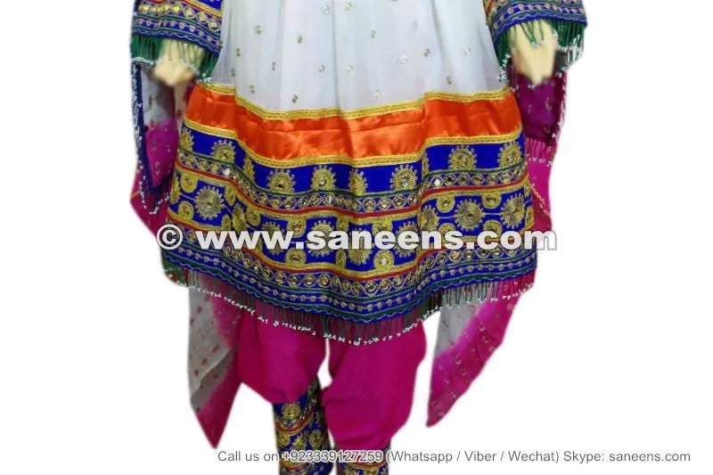 Elegant Afghan Pashtun Bridal White Wedding Dress